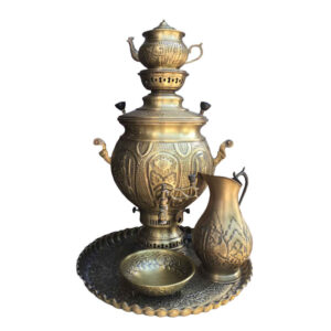 Perzische messing gassamovar traditioneel bloemenmotief 5 liter