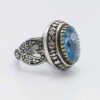 Perzische Blauwe Topaas Zilveren Ring voor Heren Foad
