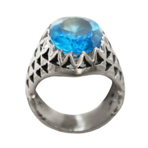 Perzische Blauwe Topaas Zilveren Ring voor Heren Musa