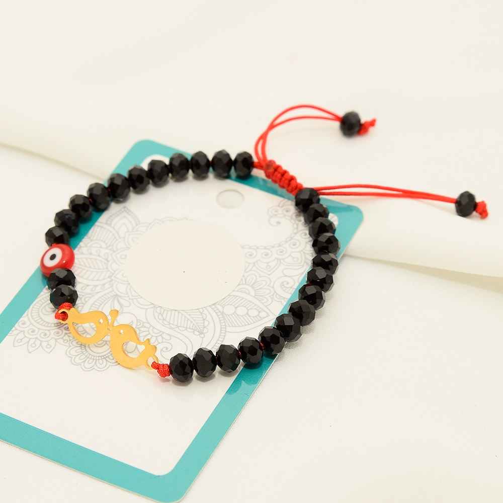 Zwarte kralenarmband met Boze Oog-vogel voor vrouwen