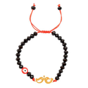 Zwarte kralenarmband met Boze Oog-vogel voor vrouwen