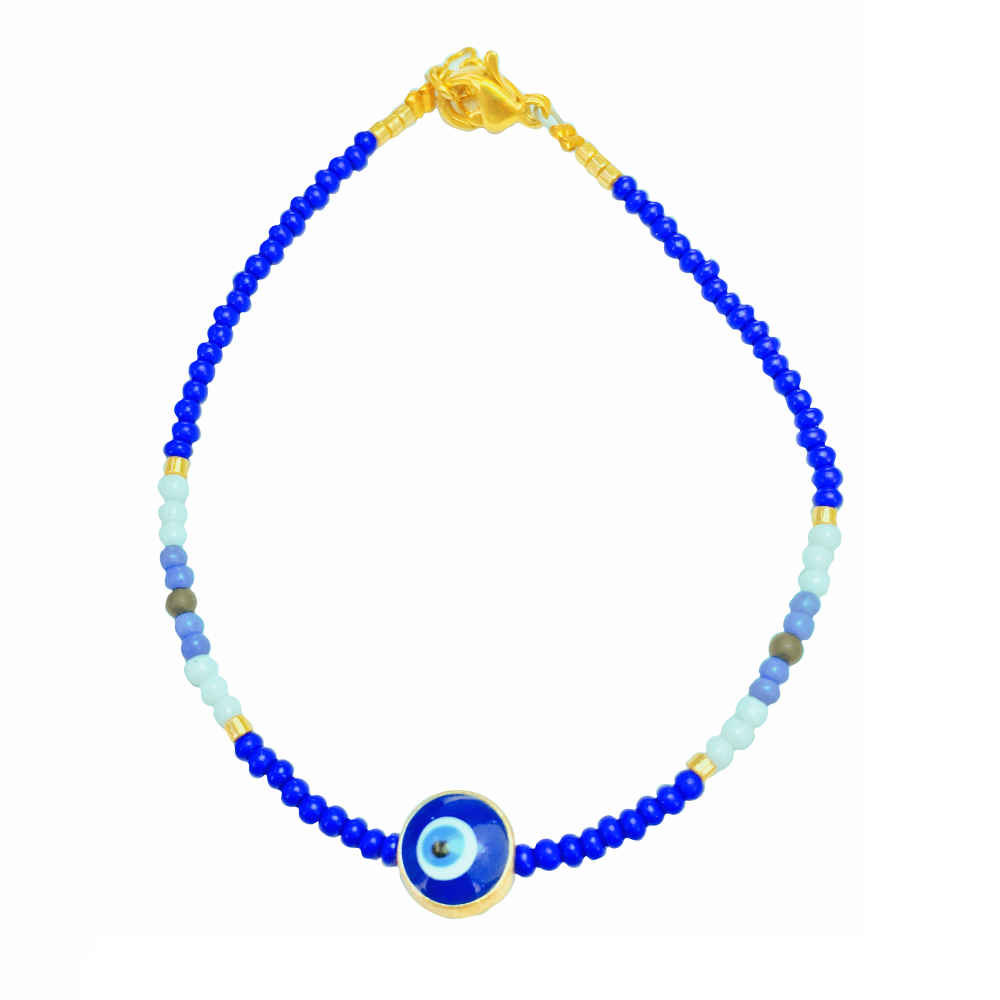 Blauwe oceaan kralenarmband met Boze Oog voor vrouwen
