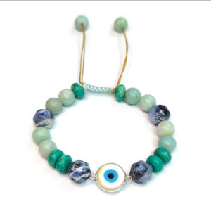 Kralenarmband voor Dames – Groen Blauwe Oog Ontwerp