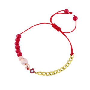 Rode kralenarmband met Boze Oog voor vrouwen