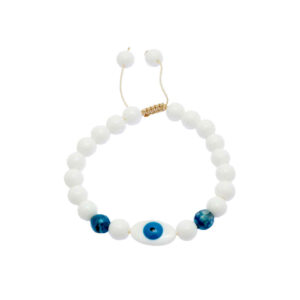Witte kralenarmband met Boze Oog voor vrouwen