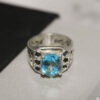 Perzische Blauwe Topaas Zilveren Ring voor Heren Vala