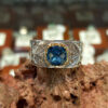 Perzische Blue Topaz Zilveren Ring voor Heren Farhad