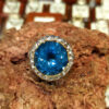Perzische Blue Topaz Zilveren Ring voor Heren Swiss