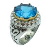 Perzische Blue Topaz Zilveren Ring voor Heren Swiss