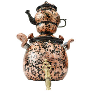 Perzische Koperen Fornuis Samovar Decoratieve Theemaker met Theepot Gegraveerd