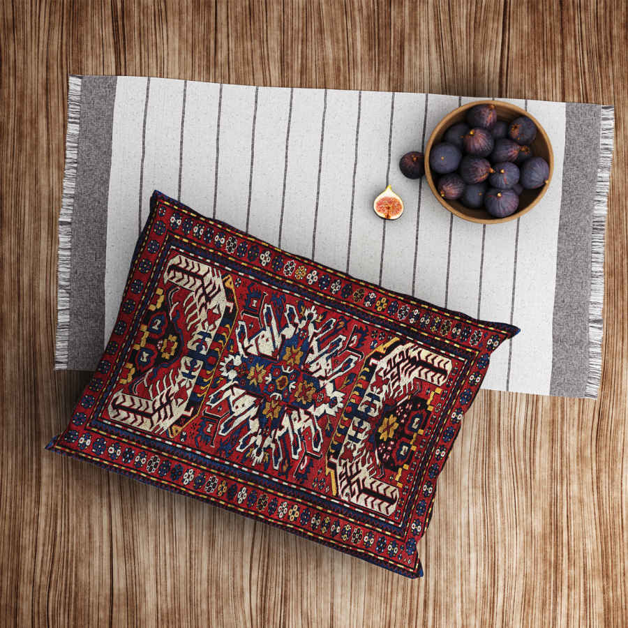 Perzische fluwelen kussensloop – Hezardastan model oranje (2x)