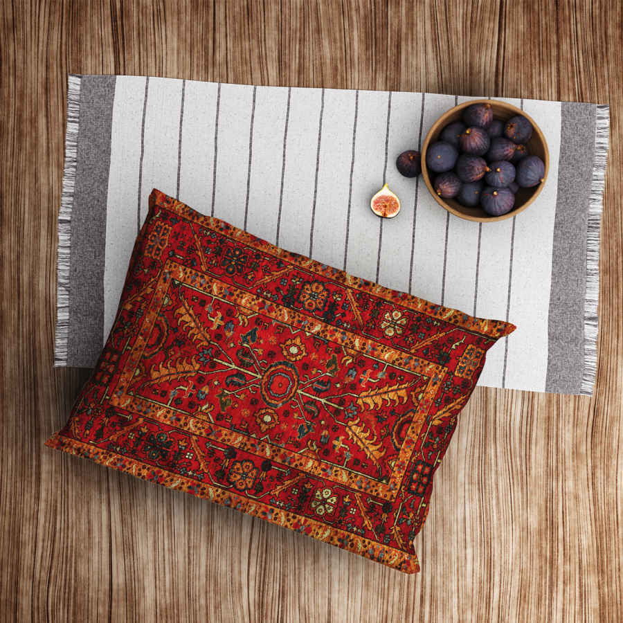 Perzische fluwelen kussensloop – Panah model oranje (2x)
