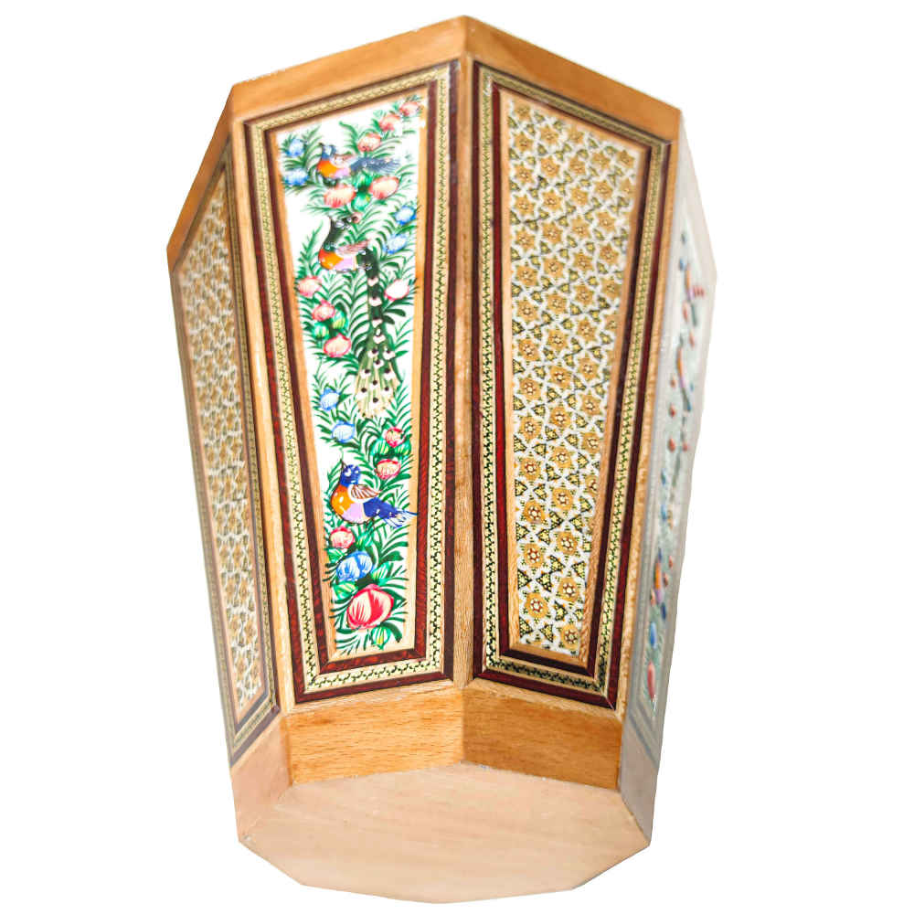 Perzische Houten Prullenbak – Khatamkari Barjasteh Ontwerp