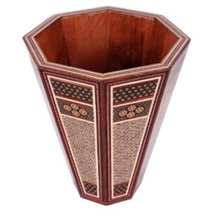 Perzische Houten Prullenbak – Khatamkari Bloemenmotief