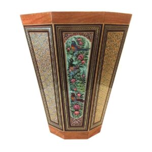 Perzische Houten Prullenbak – Khatamkari Golestan Stijl