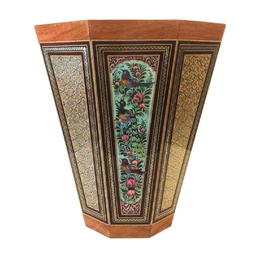 Perzische Houten Prullenbak – Khatamkari Golestan Stijl
