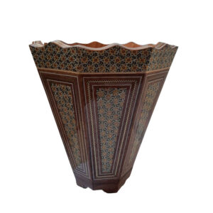 Perzische Houten Prullenbak – Khatamkari Helal Patroon