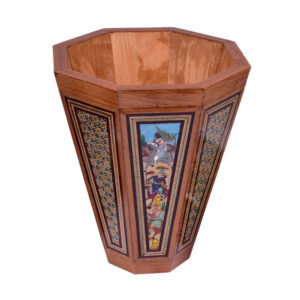 Perzische Houten Prullenbak – Khatamkari Shekar Patroon