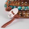 Gouden kralenarmband met leer en turkoois voor vrouwen