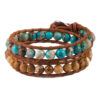 Gouden kralenarmband met leer en turkoois voor vrouwen