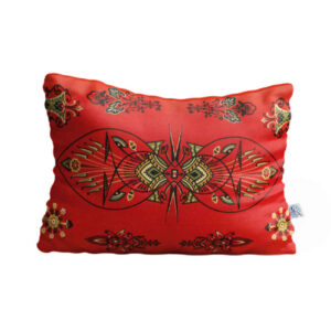 Fluwelen Kussen Model Fara – Traditioneel Oranje (Set van 2)