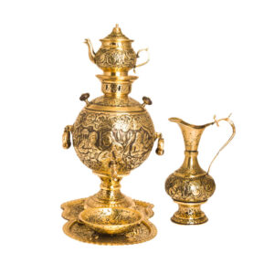 Perzische messing samovar decoratieve houtskool-theemaker 3 liter