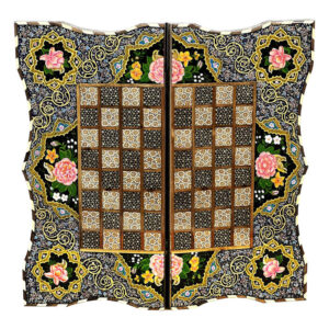 Perzisch Ingelegd Houten Marqueterie Schaakbord Model Flower