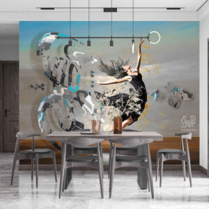 Perzische kalligrafie behang model Mahroch voor moderne interieurs