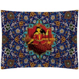 Perzische fluwelen kussensloop – Banoo model blauw (2x)
