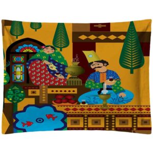Perzische Fluwelen Kussensloop – Model Khatoon Geel (Set van 2)