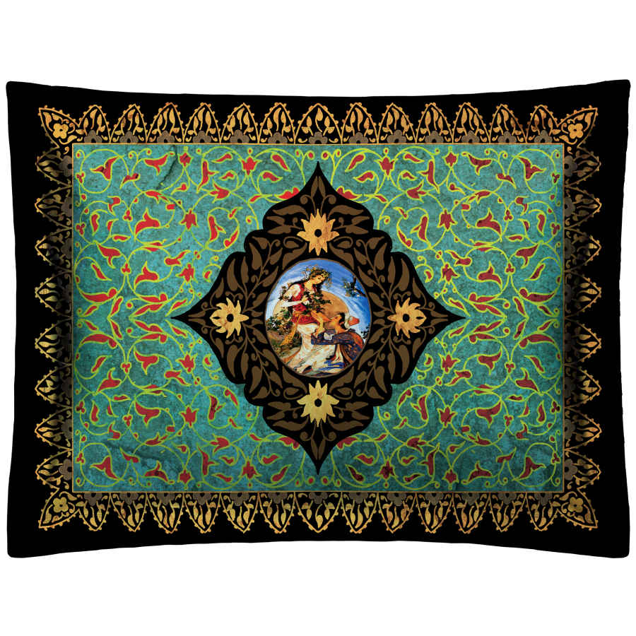 Perzische fluwelen kussensloop – Jamal model turkoois (2x)