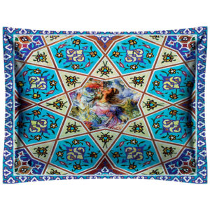 Perzische fluwelen kussensloop – Rokh model blauw (2x)