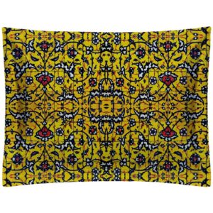 Perzische fluwelen kussensloop – Tile model geel (2x)