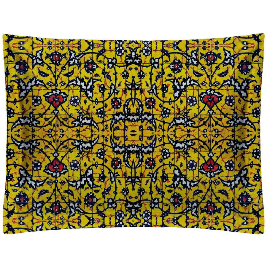Perzische fluwelen kussensloop – Tile model geel (2x)