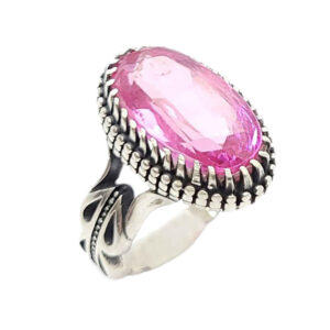 Perzische Roze Topaas Zilveren Ring voor Heren Jalal