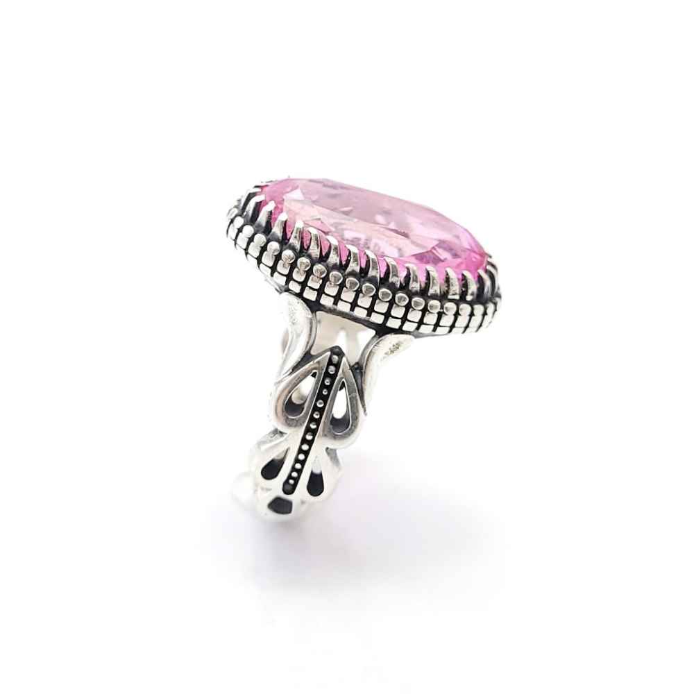 Perzische Roze Topaas Zilveren Ring voor Heren Jalal