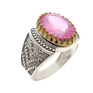 Perzische Roze Topaas Zilveren Ring voor Heren Vahab