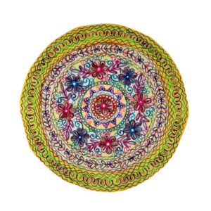 Handgeborduurd Rond Tafelkleed Model Goud