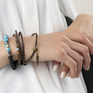 Set van 3 Nature Kralenarmbanden – Bruine Steen