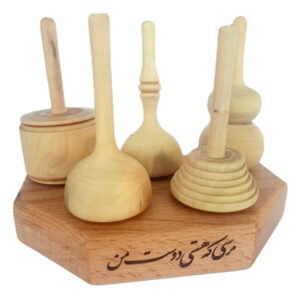 Set van 5 Traditionele Perzische Houten Tollen – Handgemaakt