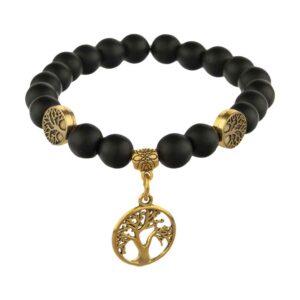 Zwarte kralenarmband met Levensboom voor vrouwen