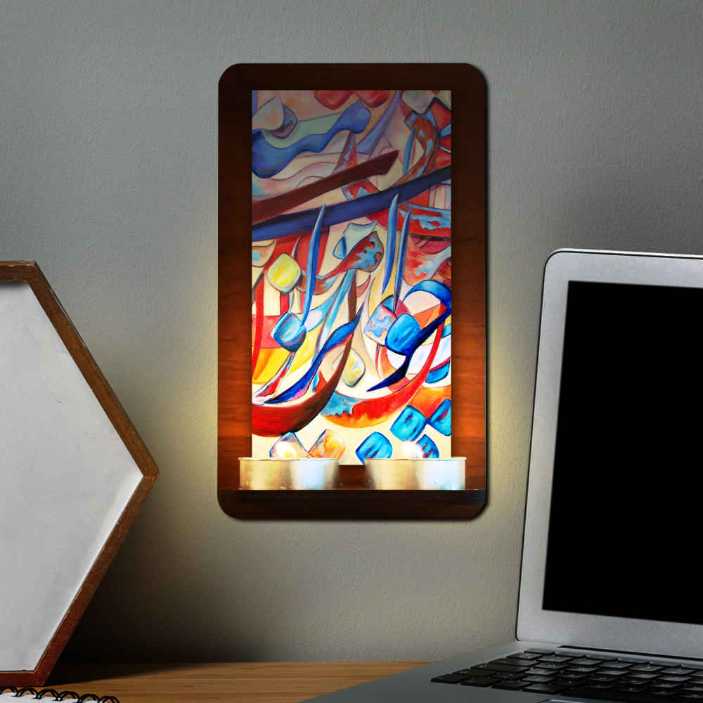 Perzische Houten Theelicht Wandkandelaar Calligraphy (x2)