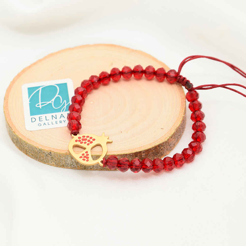 Kralenarmband voor Dames – Rood Granaatappel Ontwerp
