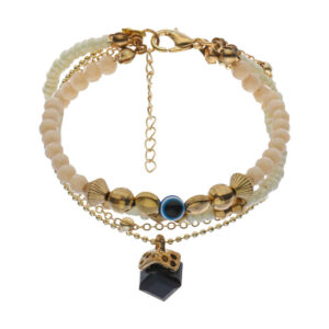 Kralenarmband voor Dames – Wit Blauwe Oog Ontwerp