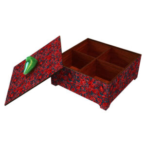 Sorena Houten Snoepdoos – Rode Organizer met Kunstpatroon