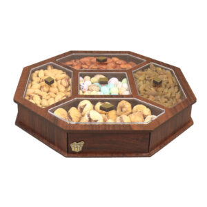 Achthoekige Houten Organizer voor Noten en Snacks