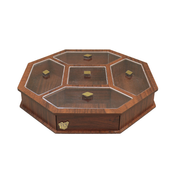 Octagon-Model Houten Noten- & Snack-Organizer – Elegant serveren