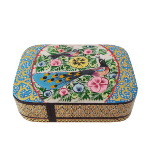 Perzische Houten Speelkaarthouder – Khatam Emaille Birds & Flowers