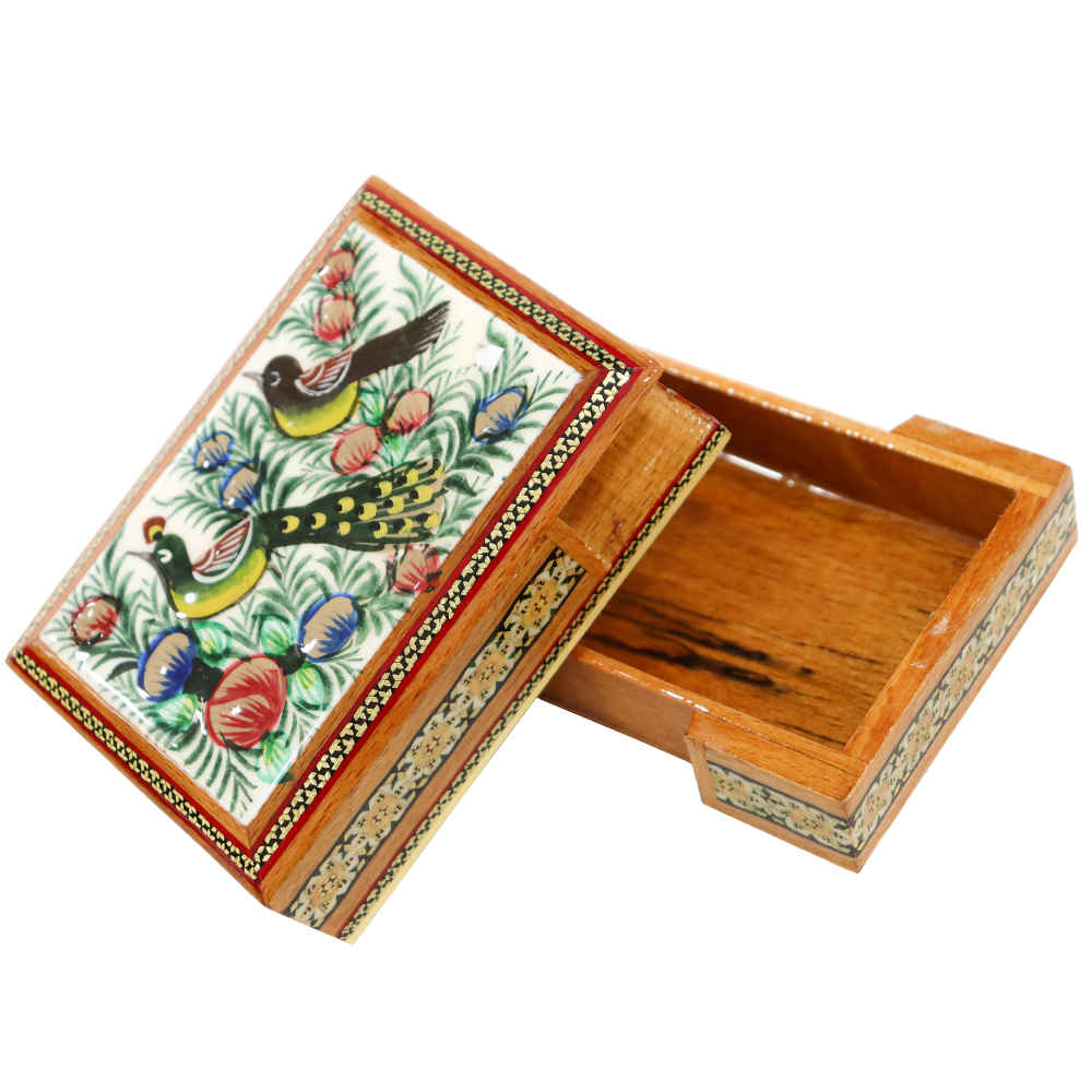 Perzische Houten Speelkaarthouder – Khatam Emaille Naghashi
