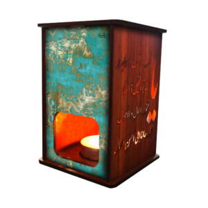 Perzische Houten Theelicht Lantaarn Patina (x2)